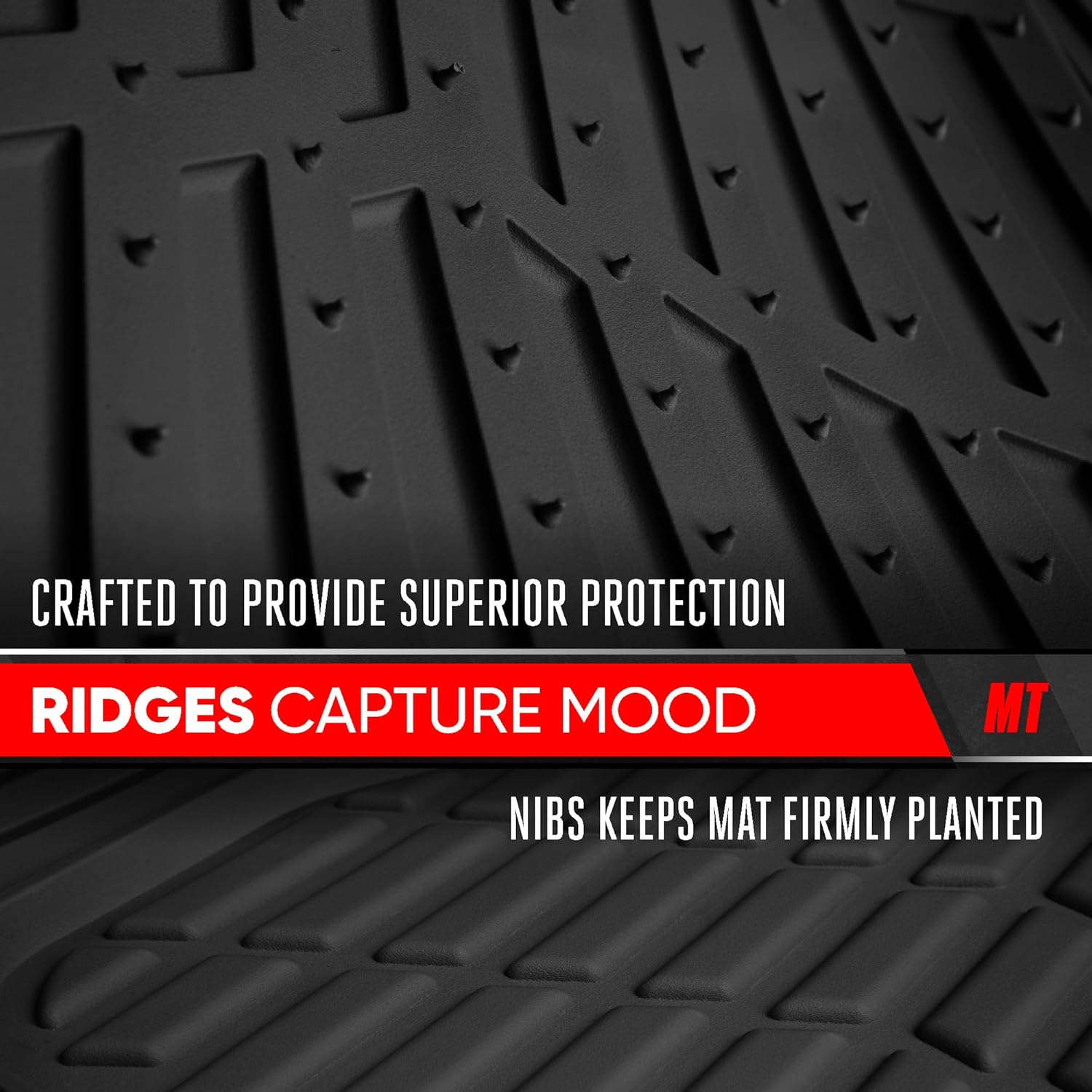 Motor Trend Premium FlexTough Deep Dish Rear Rubber Floor Mat Liners, Heavy Duty All-Weather Universal Fit Trim-To-Fit Floor Mats for Cars Sedans Trucks SUVs, Durable & Easy To Clean Car Mats - Black