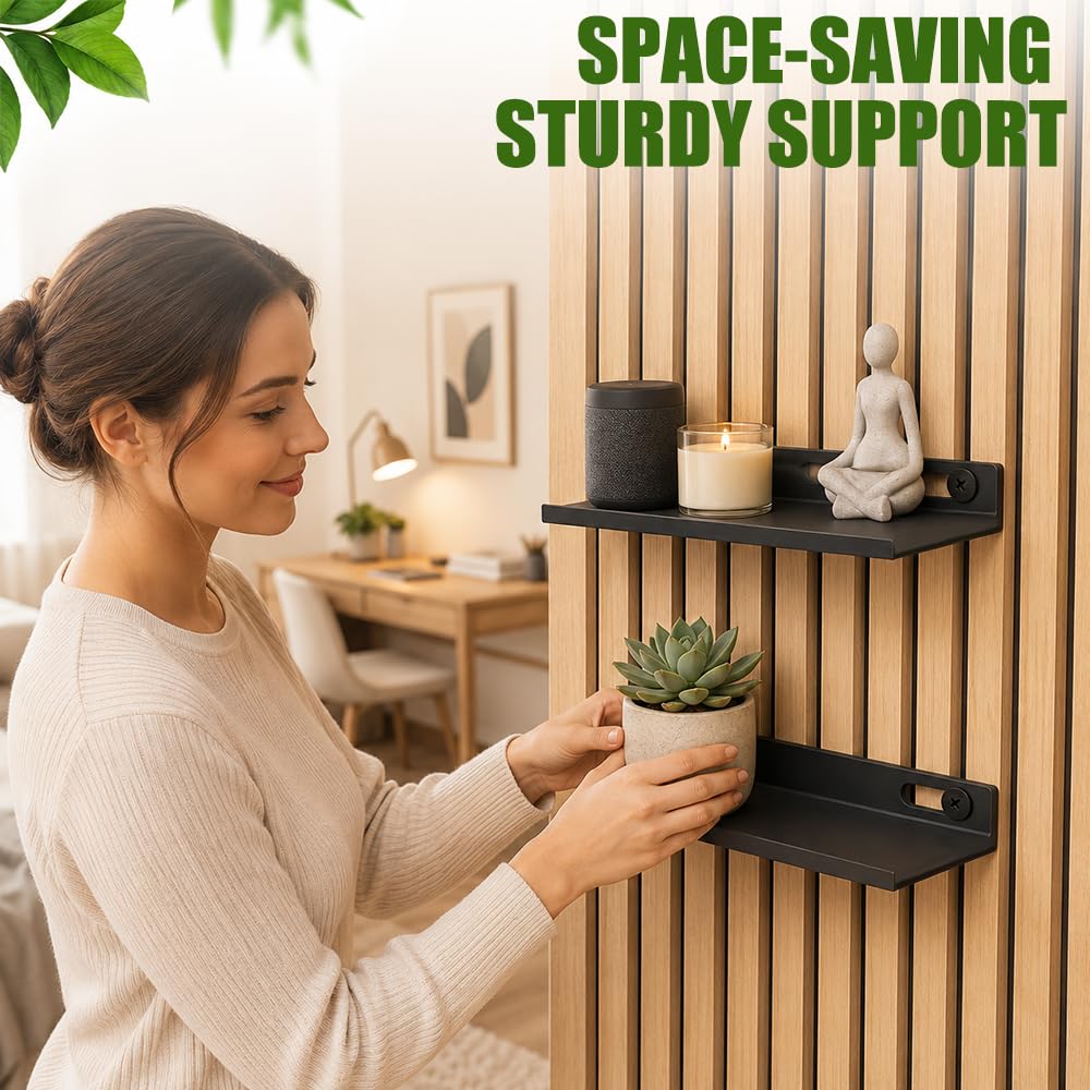 Scaffale per Pannelli Acustici,Mensole da Muro Piccole Nera | Mensole Per Pannelli Fonoassorbenti,Soggiorno,Camera da Letto,Ufficio,PiantaAccessori per articoli Decorativi