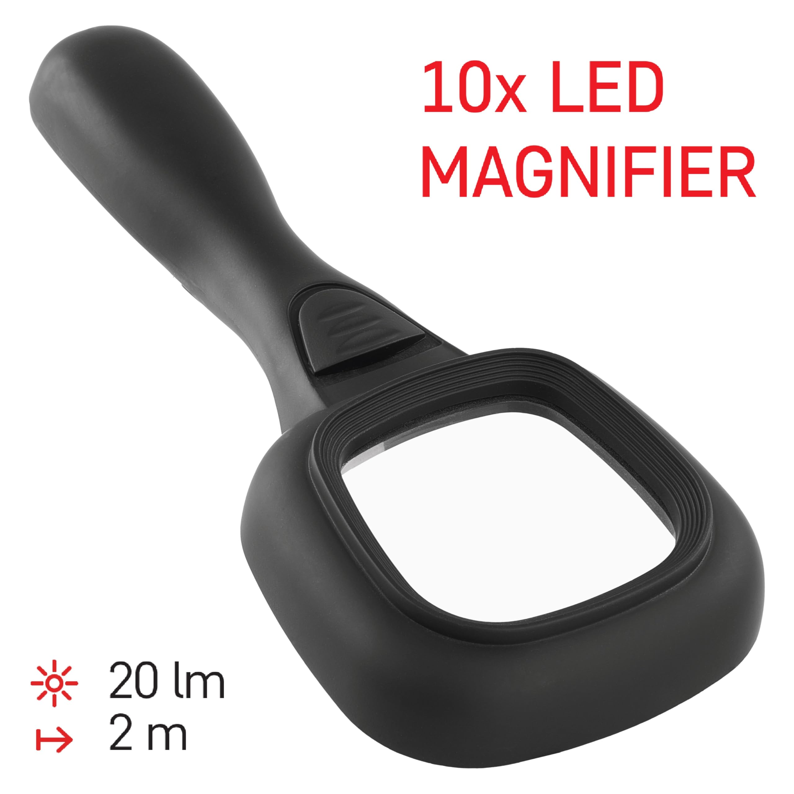 EMOS Lupa de Lectura LED con luz LED y UV, Zoom 2,5X, 10 Unidades, lupas de Mano iluminadas para Personas Mayores, Lectura, inspección, Monedas, Billetes, Pasatiempos, Incluye Estructura y Pilas
