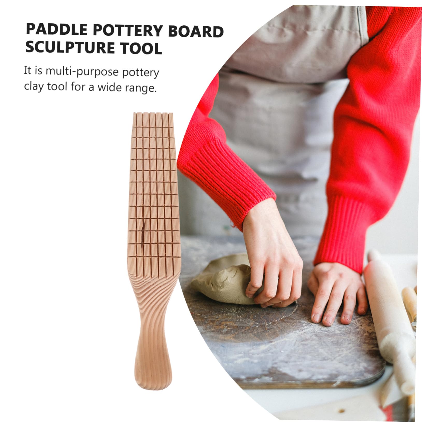 Homoyoyo Paleta de Madera para Esculpir Arcilla Multiusos, Herramienta Delicada y Suave Textura Clara para Modelado y Creación en Cerámica