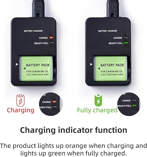 Miniatura 4 de Cargador de batería NB-13L CB-2LH compatible con Canon PowerShot G1X G1 X Mark III G5X G5 X Mark II G7X G7 X Mark II III G9X G9 X Mark II SX620