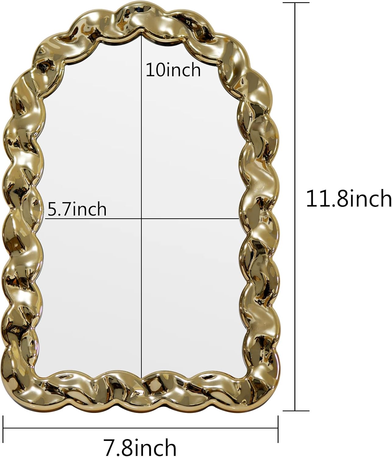 Funerom Arched Vanity Mirror, 11.8 x 7.8 inches, Electroplated Rose Gold image 3