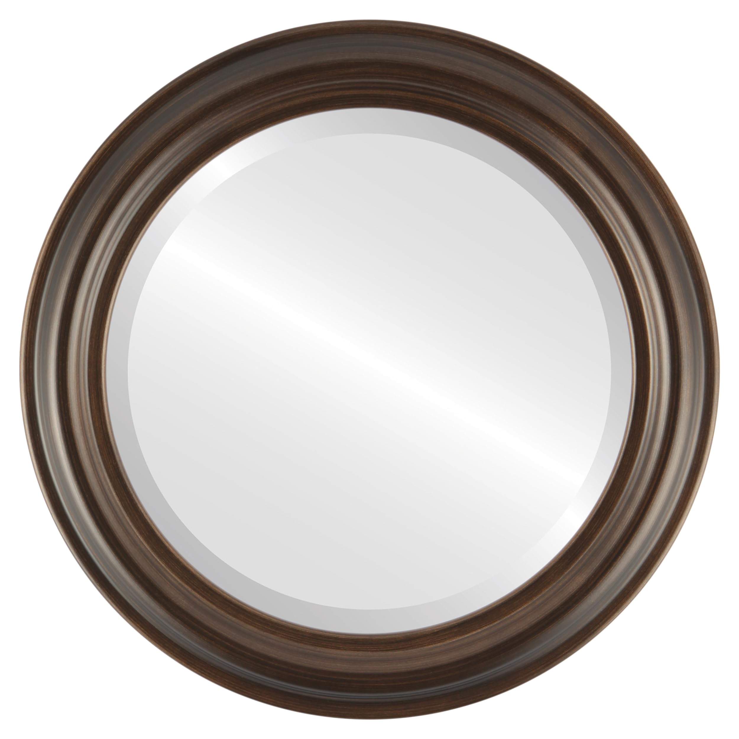 OVALCREST Round Beveled Wall Mirror for Home Decor - Philadelphia Style - Rubbed Bronze - 28x28 Outside Dimensions
