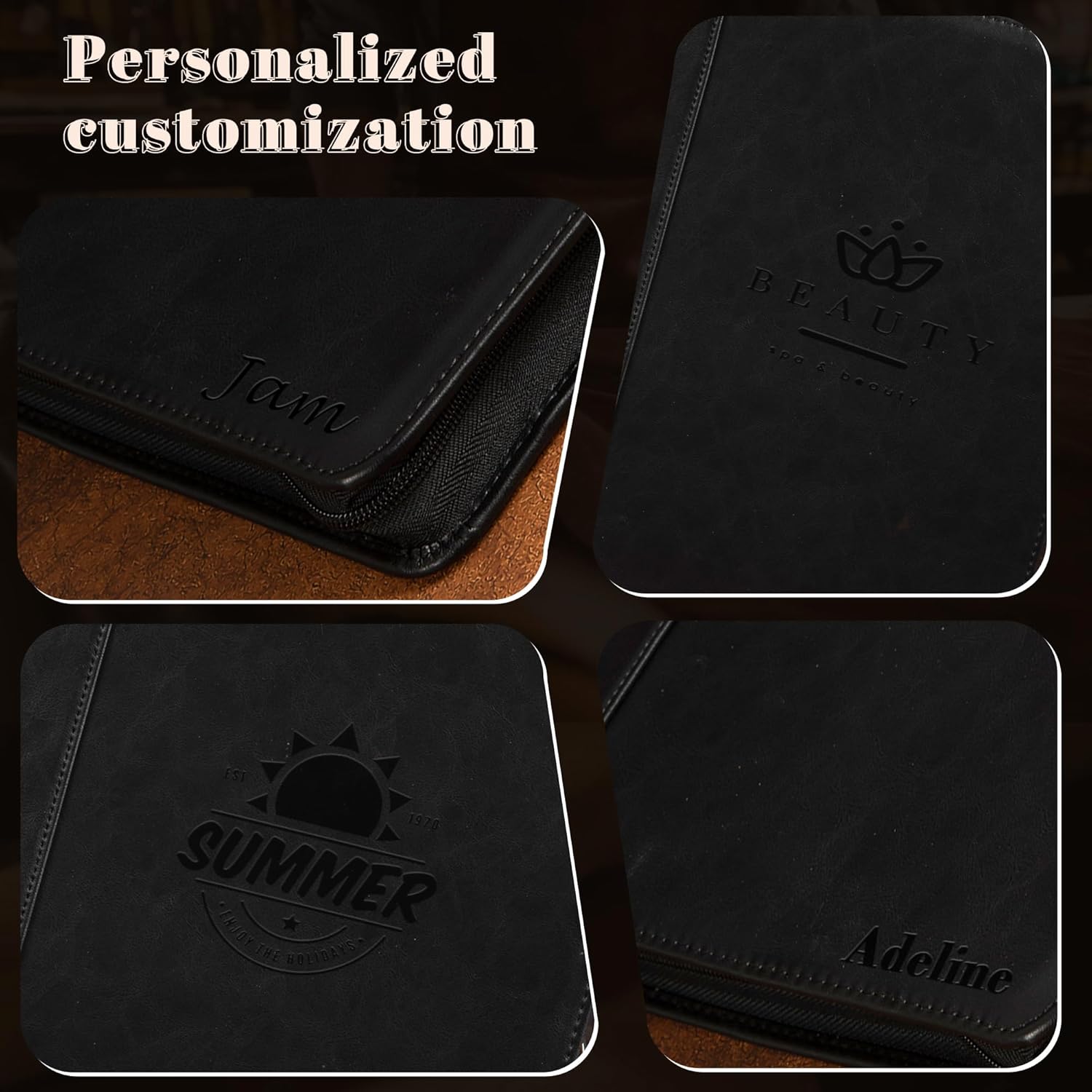 Free Engraved Name, Custom Ring Binder Portfolio, Professional Padfolio Vegans Leather, Document Organizer Folder, Zippered Organizer for 8.5 * 11 inch A4 Letter Legal Pad, Gift for Women/Men, Black