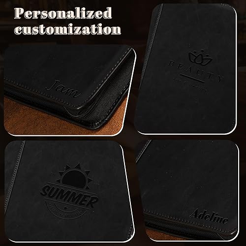 Miniatura 3 de Nombre grabado gratis, cartera de carpetas de anillos personalizada, cartera profesional de cuero vegano, carpeta organizadora de documentos,