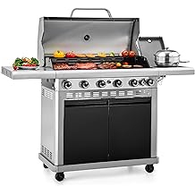 Sophia &amp; William 6-Burner Propane Gas BBQ Grill with Side Burner &amp; Porcelain-Enameled Cast Iron Grates, Gas Grill Griddle Combo for Outdoor Cooking, Barbecue Events, 740 SQ.IN. Cooking Area, Black