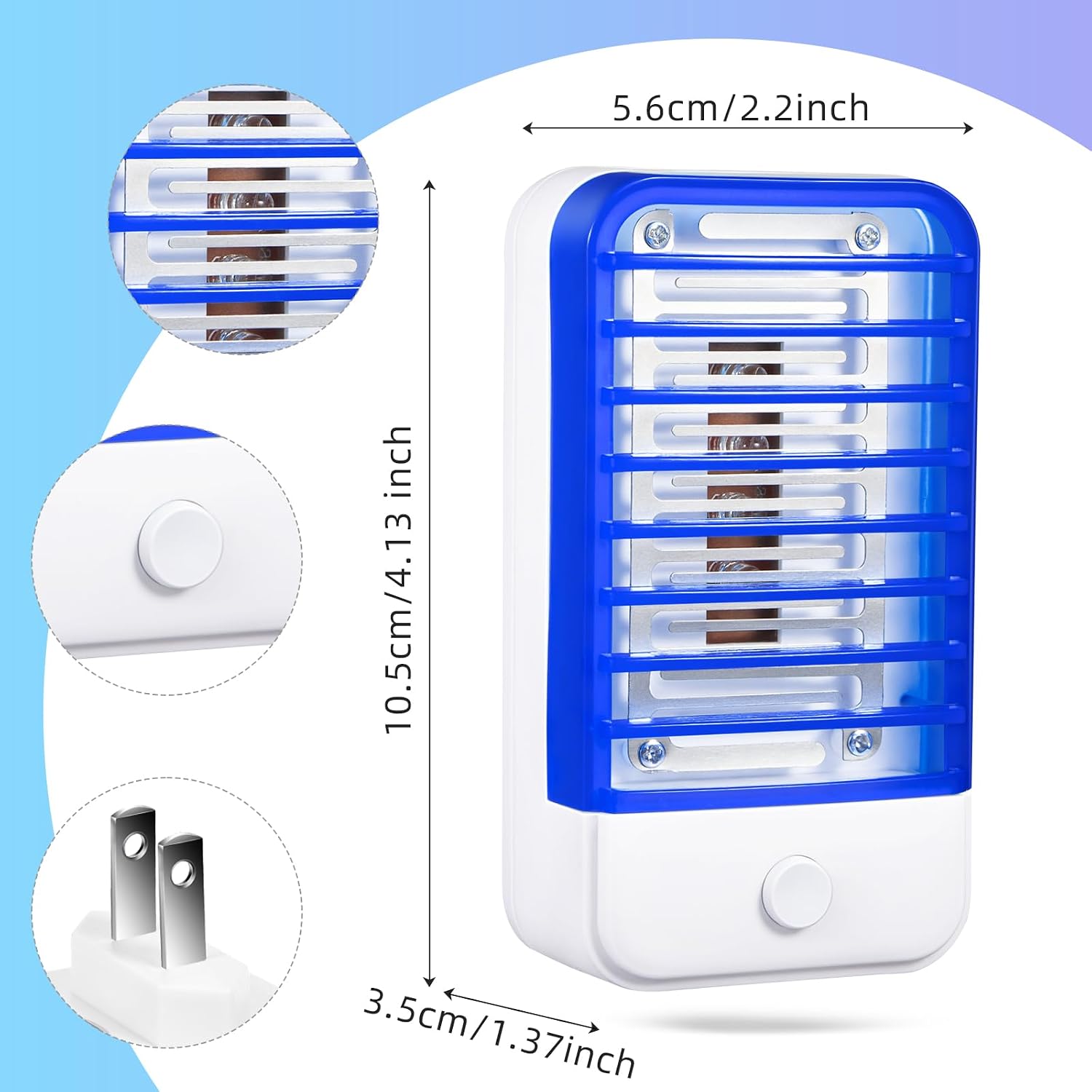 4 Pack Bug Zapper Plug in, Indoor Flying Insect Trap for Mosquito, Fly, Gnat - Purple Light Lamp for Home, Kitchen, Bedroom, Living Room, Office, Blue