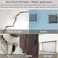 Vista 5 de Control de ratones de lana de acero, paquete de 2, almohadillas de lana de acero de 13 pies, relleno de agujeros de pared, bloqueador de huecos