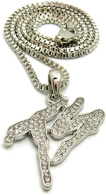 Hip Hop Iced Terror Squad TS Pendant & 2mm 24" Box Chain Necklace