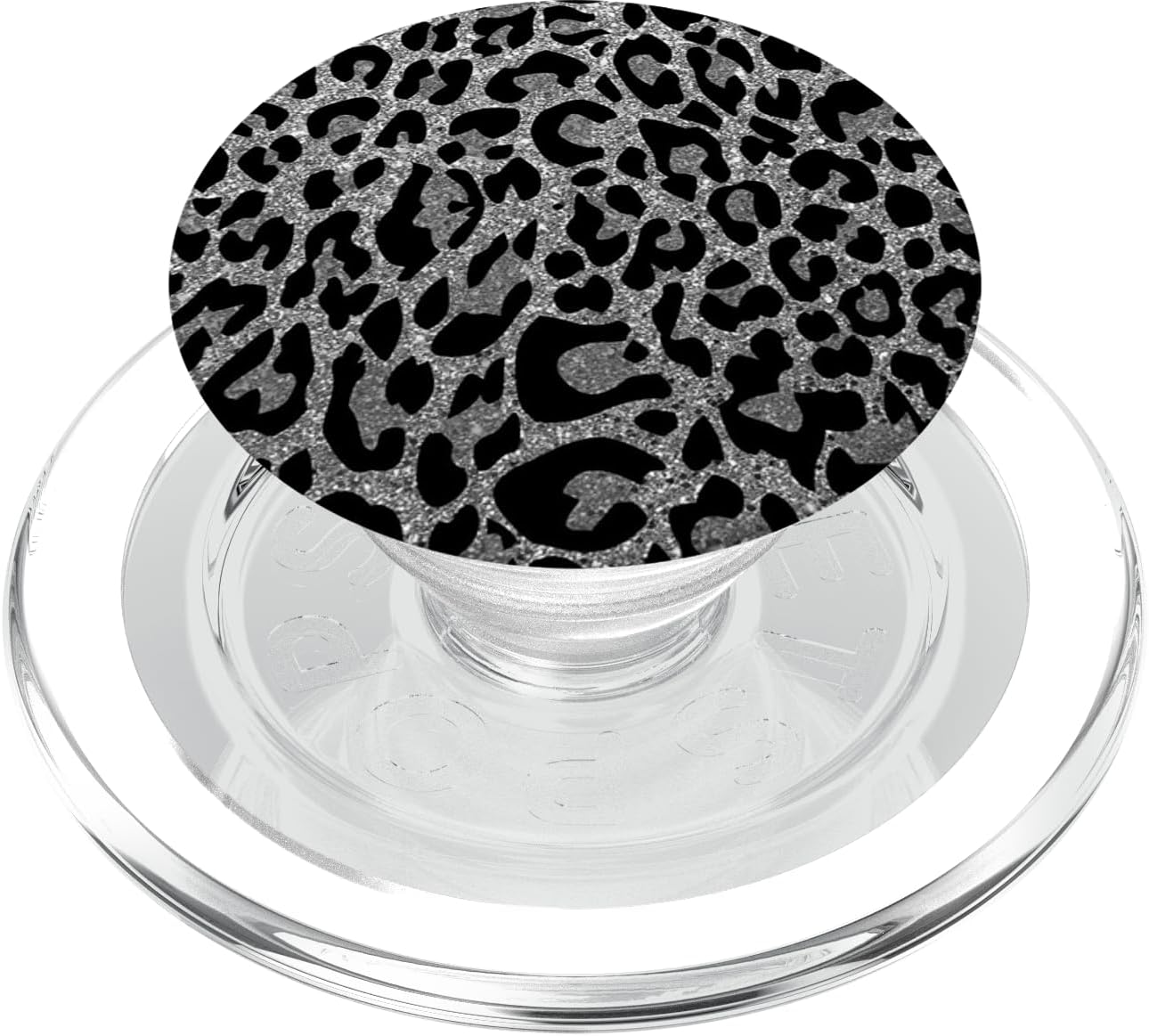 Black Silver Leopard Print PopSockets Adhesive PopGrip