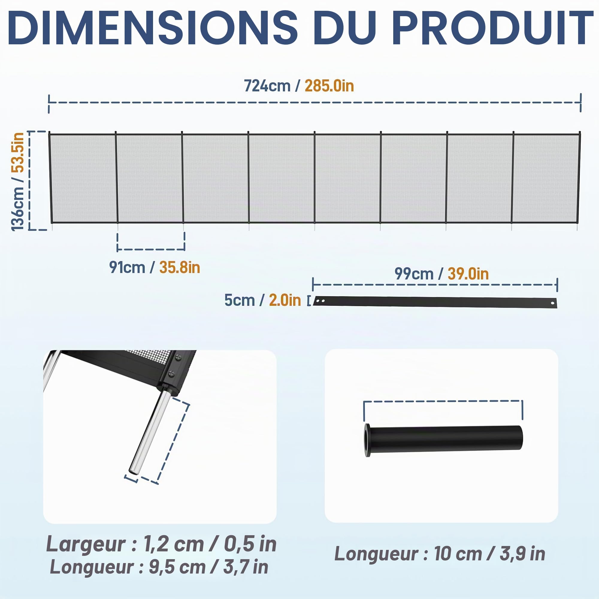 LZQ Clôture de piscine pour enfants, clôture de sécurité, piscine, clôture de protection, clôture de jardin amovible, protection de piscine, clôture anti-poussière, protection contre les regards