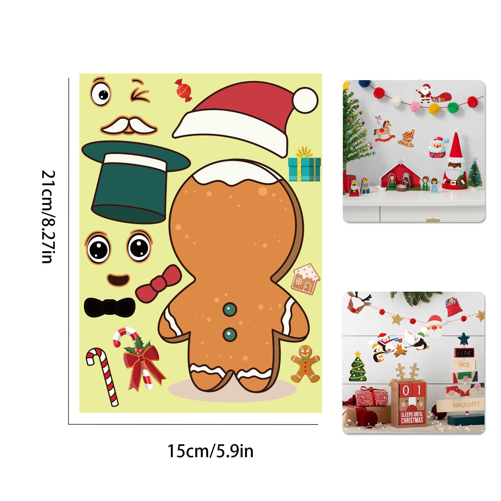 Autocollants De Noël à Composer Soi-même - 8 Planches De Visages Et Expressions Pour Créer Des Personnages De Fête