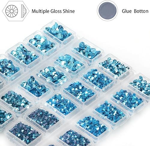 Miniatura 2 de 8000 unidades de piedras de cristal redondas de fijación en caliente, piedras de cristal termoadhesivos con parte trasera plana para hacer bricolaje