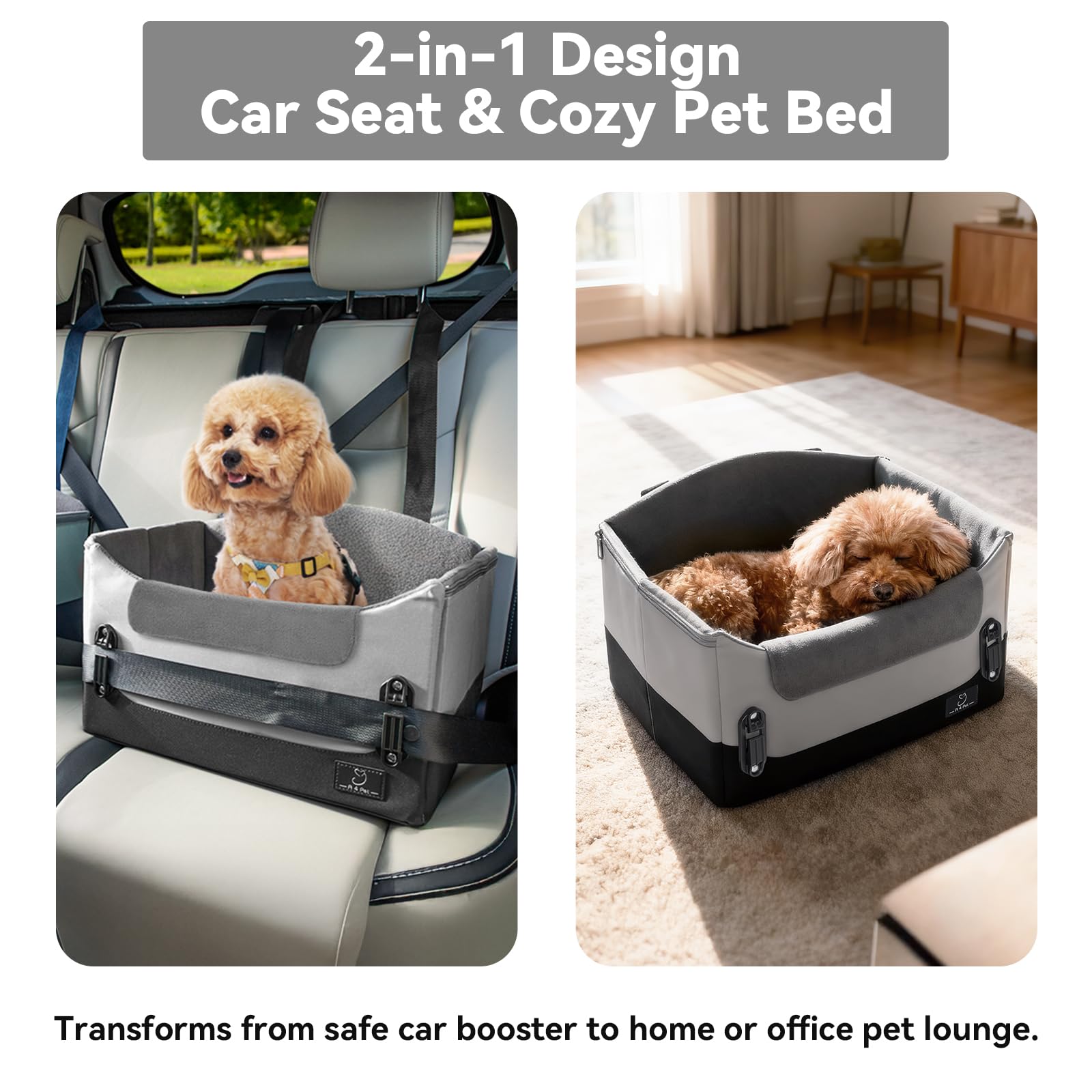 A 4 Pet Hundeautositz Hundesitz kleine Hunde mit Gurtbefestigung, Autositz Hundesitz Rückbank Beifahrersitz für kleine Hunde Sitzerhöhung, faltbar & Waschbar
