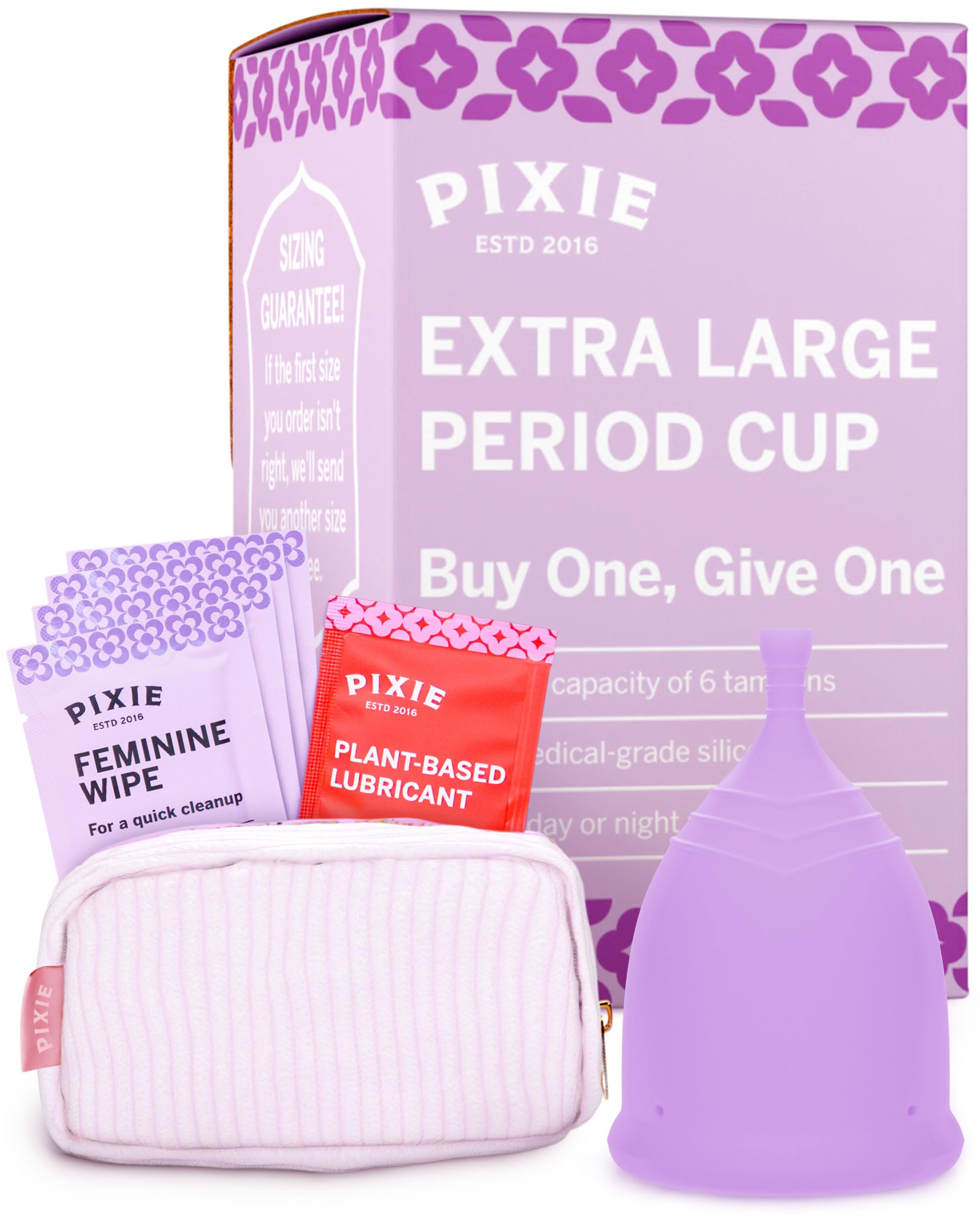 Pixie Soft Menstrual Cup - Ranked 1 for Most Comfortable Reusable Period Cup - Buy One We Give One - Includes Ebook Guide, Cleaning Wipes, Lube, &amp; Storage Bag - Tampon and Pad Alternative