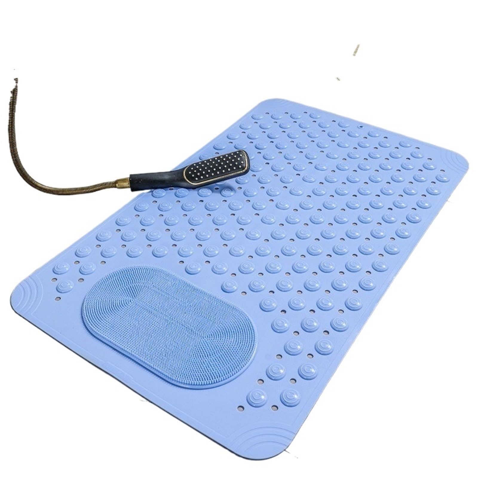 Latex Pillow Non Slip PVC Bath Mat with Suction Cup Massage Bumps Quick Dry Bathroom Rug Shower Safety Carpet Strong Drainage(SKY BLUE)