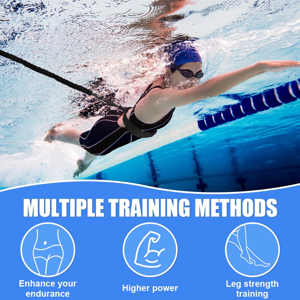 Schwimmgurt für Pool, Afenau 4-12M Schwimmgurt Pool Erwachsene mit Aufbewahrungstasche, Schwimmgürtel Erwachsene, Adjustable Swimming Belt für Schwimmtraining