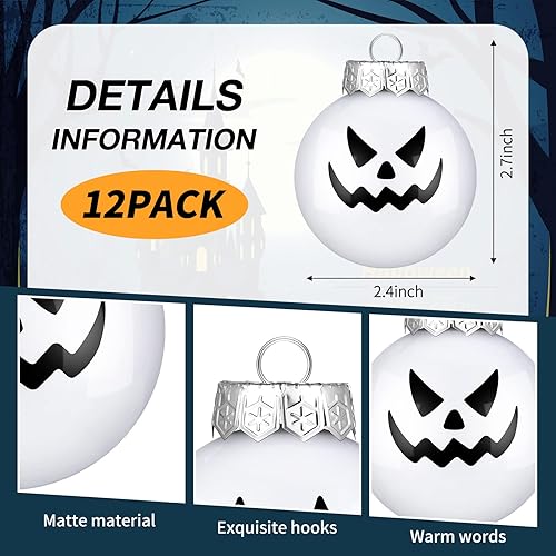 Miniatura 10 de 24 adornos de bola de Halloween para árbol, decoraciones de Halloween, adornos de pesadilla de Navidad, decoraciones de bola fantasma, decoración de