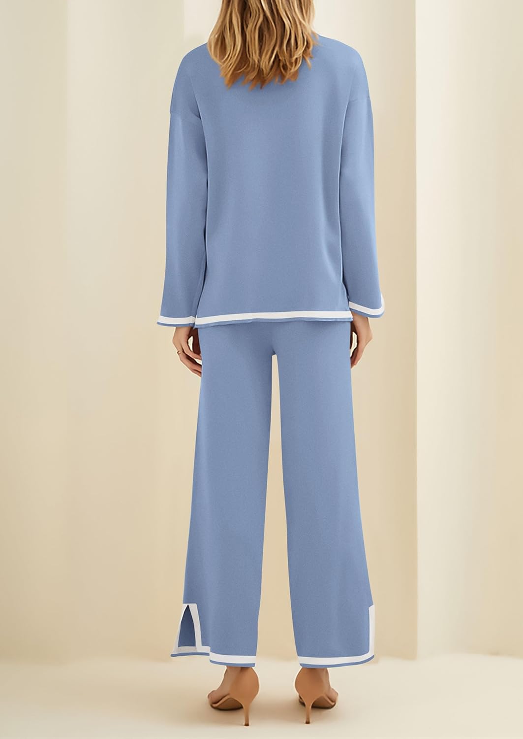 PRETTYGARDEN Women's 2 Piece Fall Knit Sweater Set Long Sleeve Tops Wide Leg Pants Sweatsuit Tracksuit Outfit Winter Clothing - Image 2