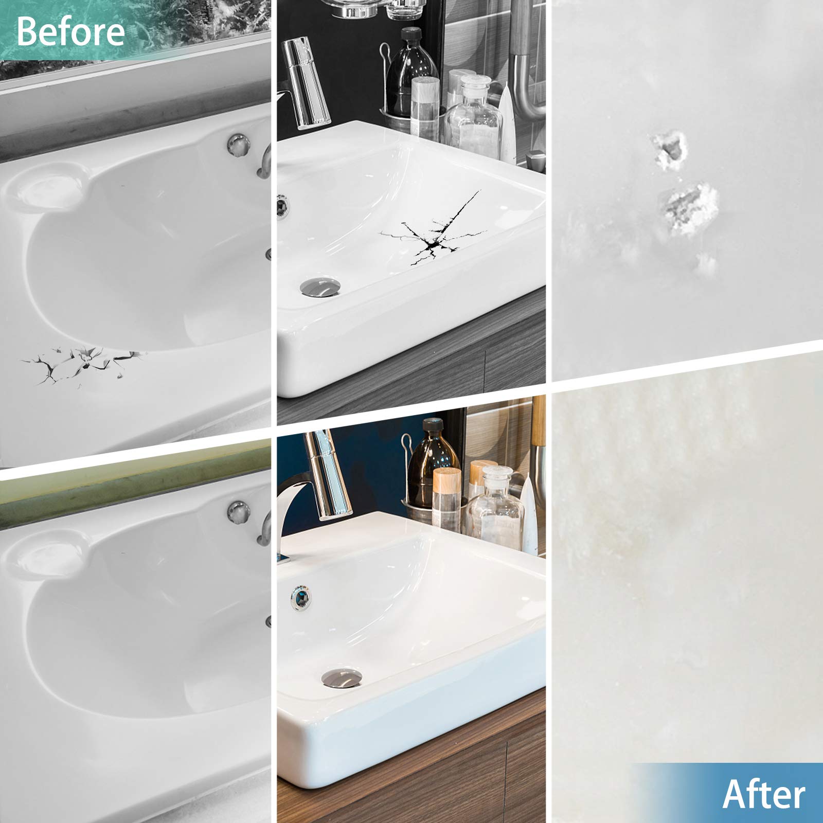 Tub, Tile, Porcelain and Shower Fiberglass Repair Kit for White Tubs, 3