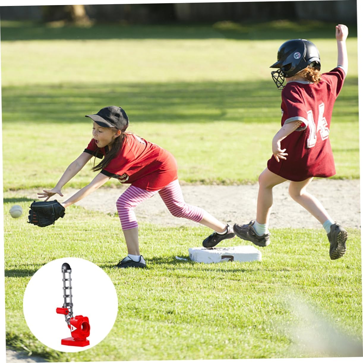 Happyyami 1Set Automatic Baseball Pitching Machine for Height Outdoor Practice Trainer for Youth Baseball Skills Development Durable Easy to Install Suitable for Indoor Outdoor