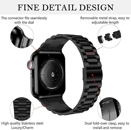 Miniatura 4 de Correa delgada clásica de acero inoxidable compatible con Apple Watch de 38401.614 in 4244451.929 in para mujeres y hombres, correas de metal para