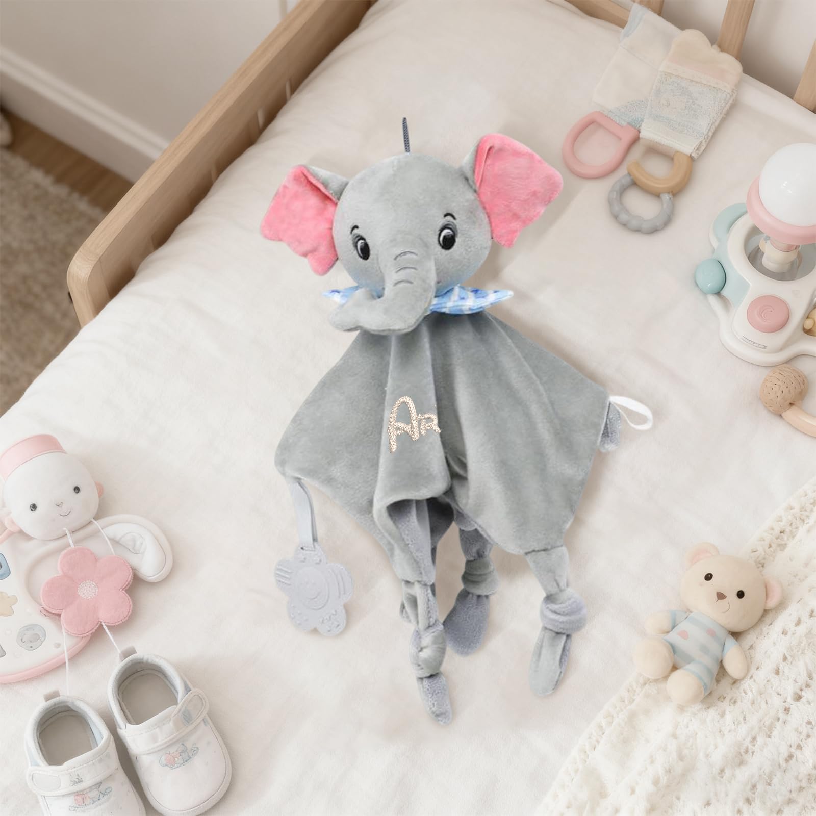 Doudou Neonato Personalizzata con Nome, Morbida Coperta Coccolosa per Neonati, Peluche Coniglio Bambini, Regalo Neonati Maschi e Femmine (C)