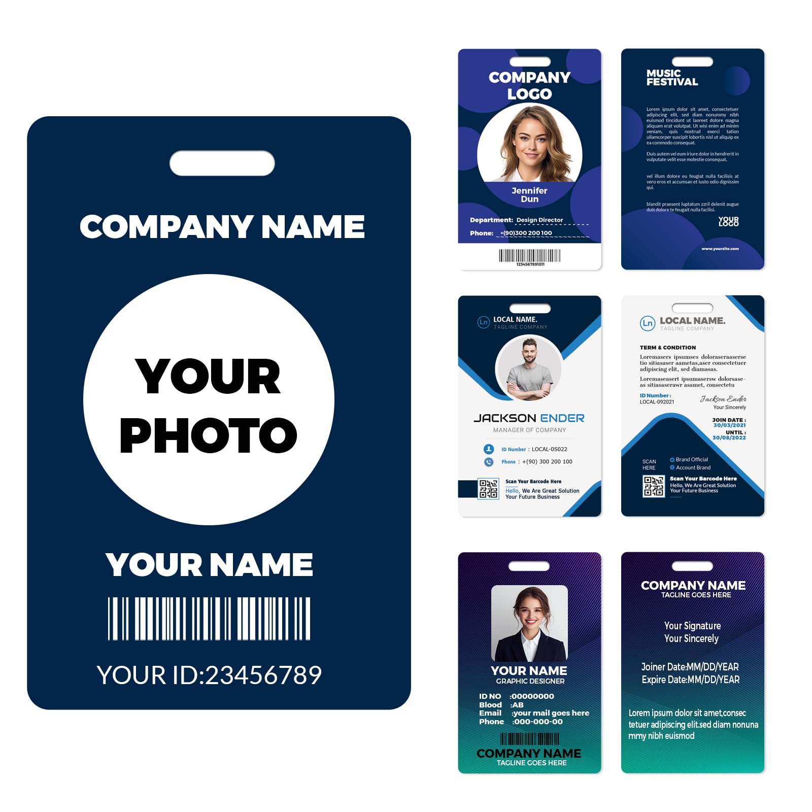 Custom ID Badges, Personalized PVC Name Tags with Full-Color Printing, Upload Logo or Use Templates, Waterproof & Durable for Office, School, Events, Staff & Employees