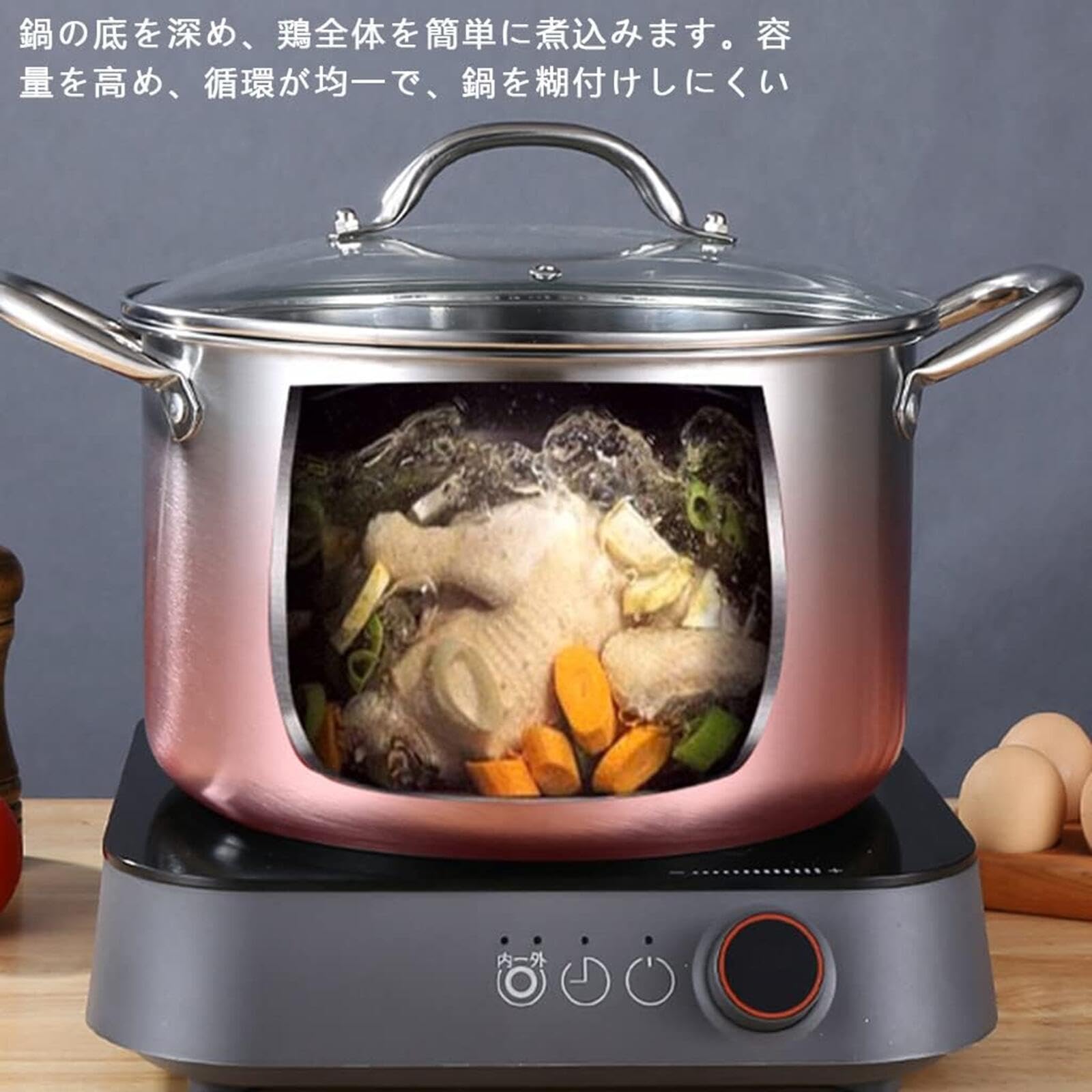 Amazon｜Lucky Star 鍋セット ih 鍋 両手鍋 カレー鍋 大きめ 寸胴鍋 