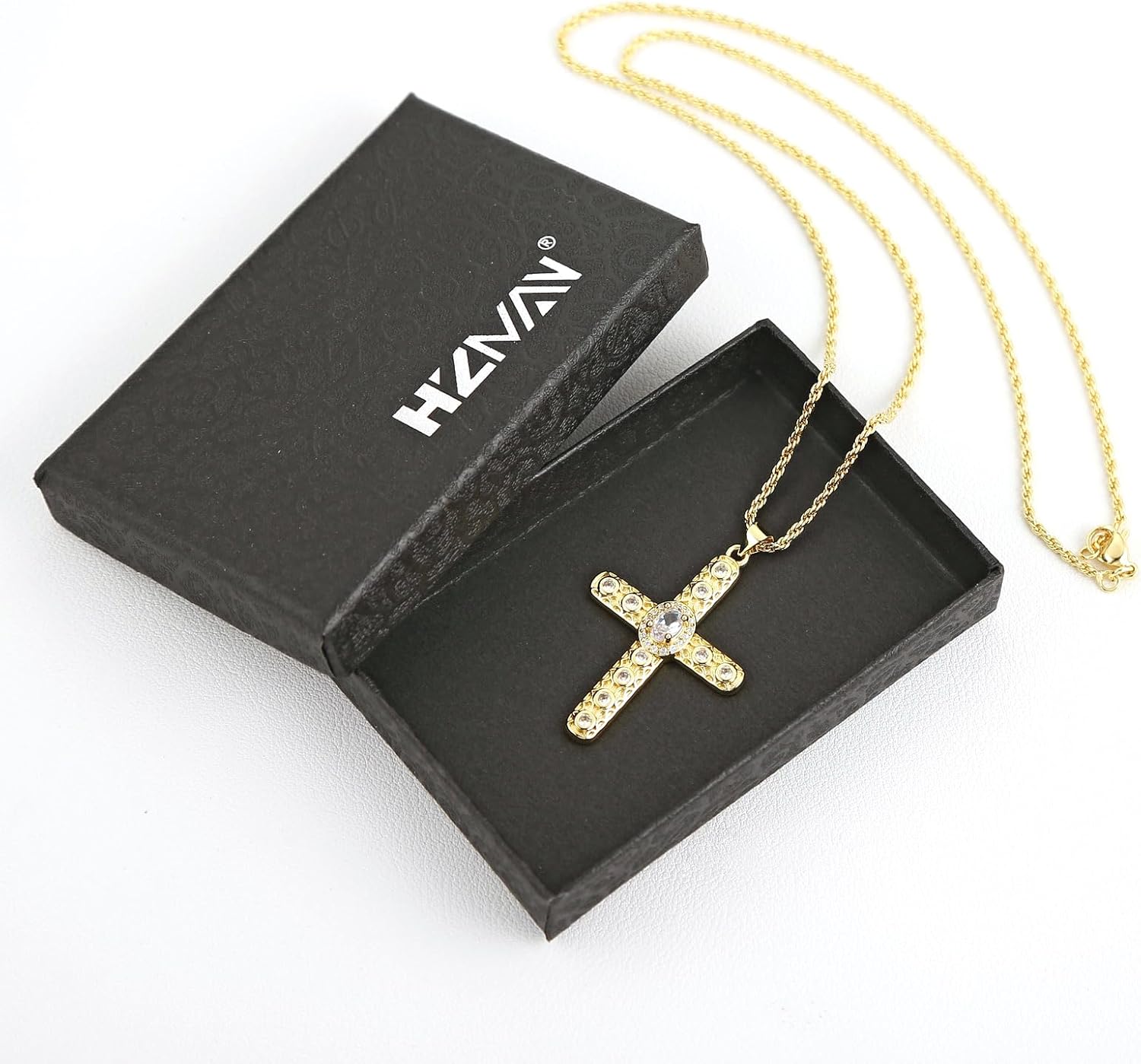 HZMAN Gold Cross Necklace for Women 18K Gold Plated Necklace Dainty Retro Cubic Zirconia Cross Necklace Pendant Jewelry Gift - Image 7