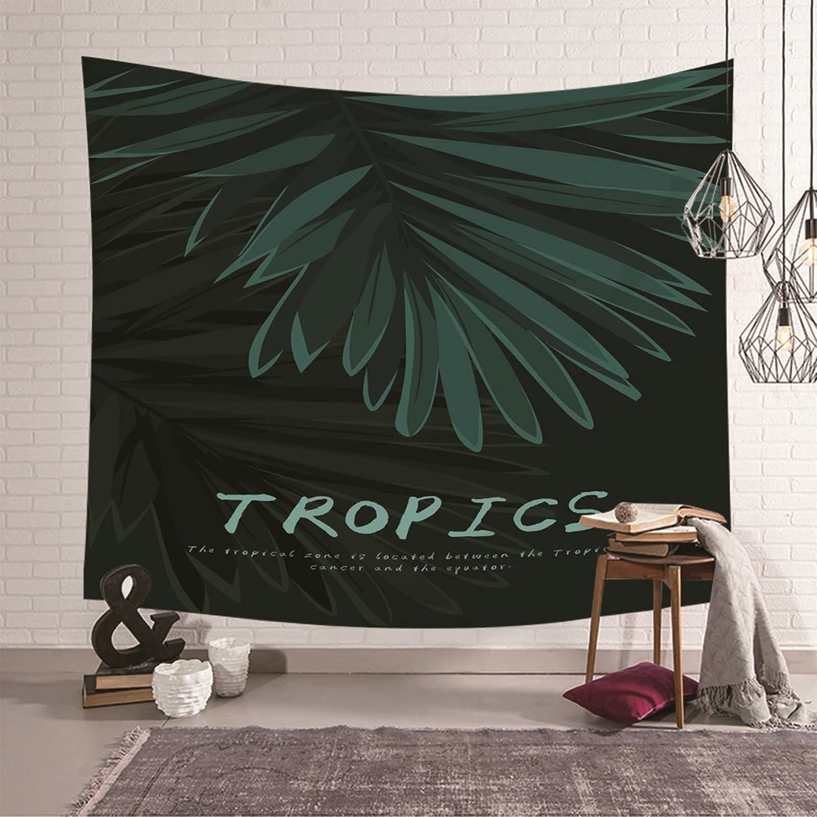 Tapiz de pared KnSam de alta calidad con hojas tropicales, poliéster elegante de 150x130 cm
