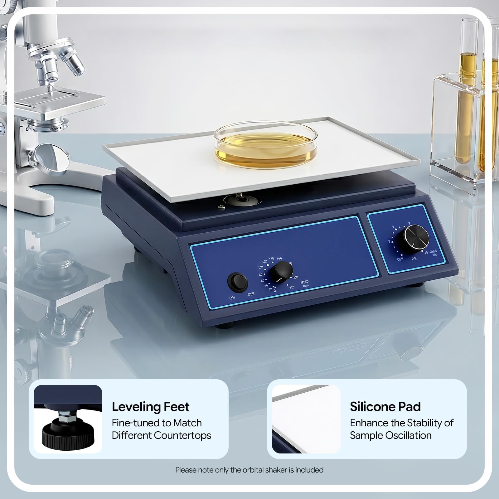 Agitador Orbital Laboratorio, Velocidad Ajustable 20-210Rpm, Para Productos