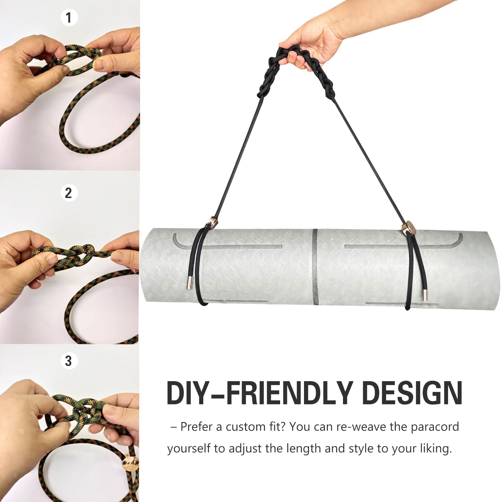 DAOSUN Correa para esterilla de yoga, soporte de cuerda de paracaídas ajustable de 8 mm para llevar esterillas de yoga, almohadillas de camping y mantas (solo correa)