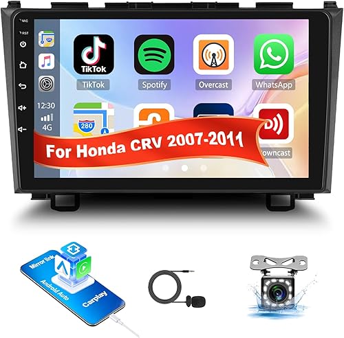 Miniatura 1 de Estéreo de coche para Honda CRV 2007-2011 Radio de coche, reproductor de MP5 con Apple Carplay Android Auto Mirror Link, 9 pulgadas pantalla táctil
