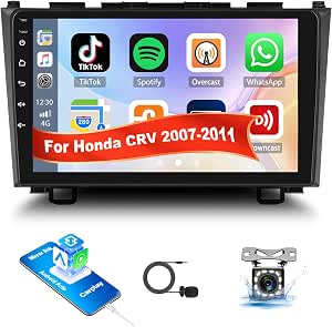 Car Stereo for Honda CRV 2007-2011 Car Radio,MP5 Player with Apple Carplay Android Auto Mirror Link, 9" Touch Screen Car Radio with Bluetooth Backup Camera FM SWC Dual USB Input
