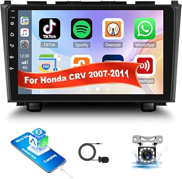 Car Stereo for Honda CRV 2007-2011 Car Radio,MP5 Player with Apple Carplay Android Auto Mirror Link, 9" Touch Screen Car Radio with Bluetooth Backup Camera FM SWC Dual USB Input