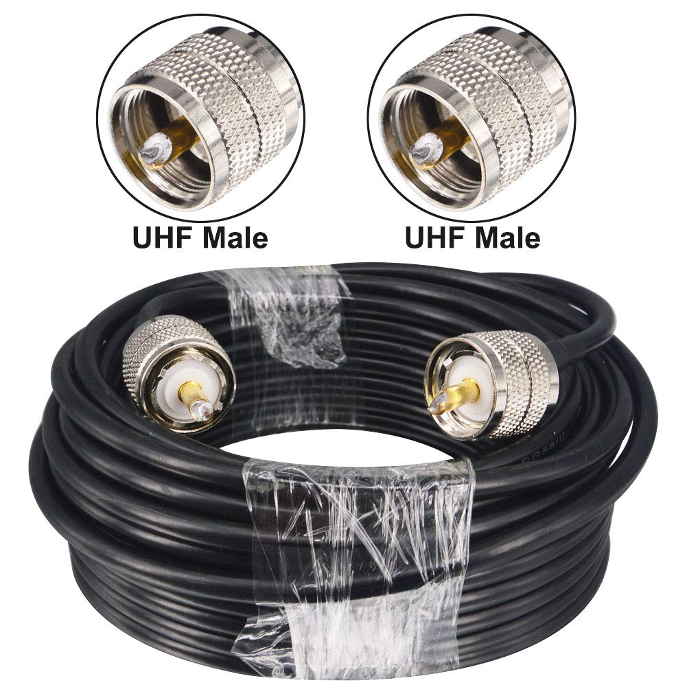 Conector PL-259 UHF Macho de pérdida Ultra Baja de 10M a Conector PL-259 Macho UHF, Cable coaxial de Cobre Puro RG58 / U para Radio Ham y CB, analizador de Antena, Carga simulada