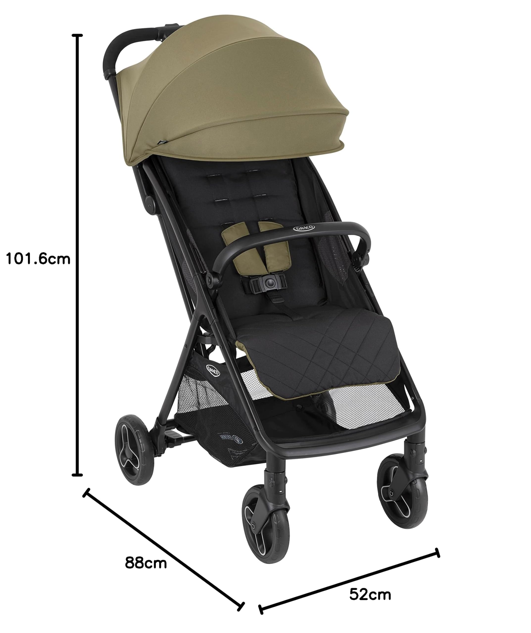 Graco - Myavo Passeggino leggero con chiusura veloce e parapioggia - 0-22 kg, dalla nascita fino a circa 4 anni, colore Clover