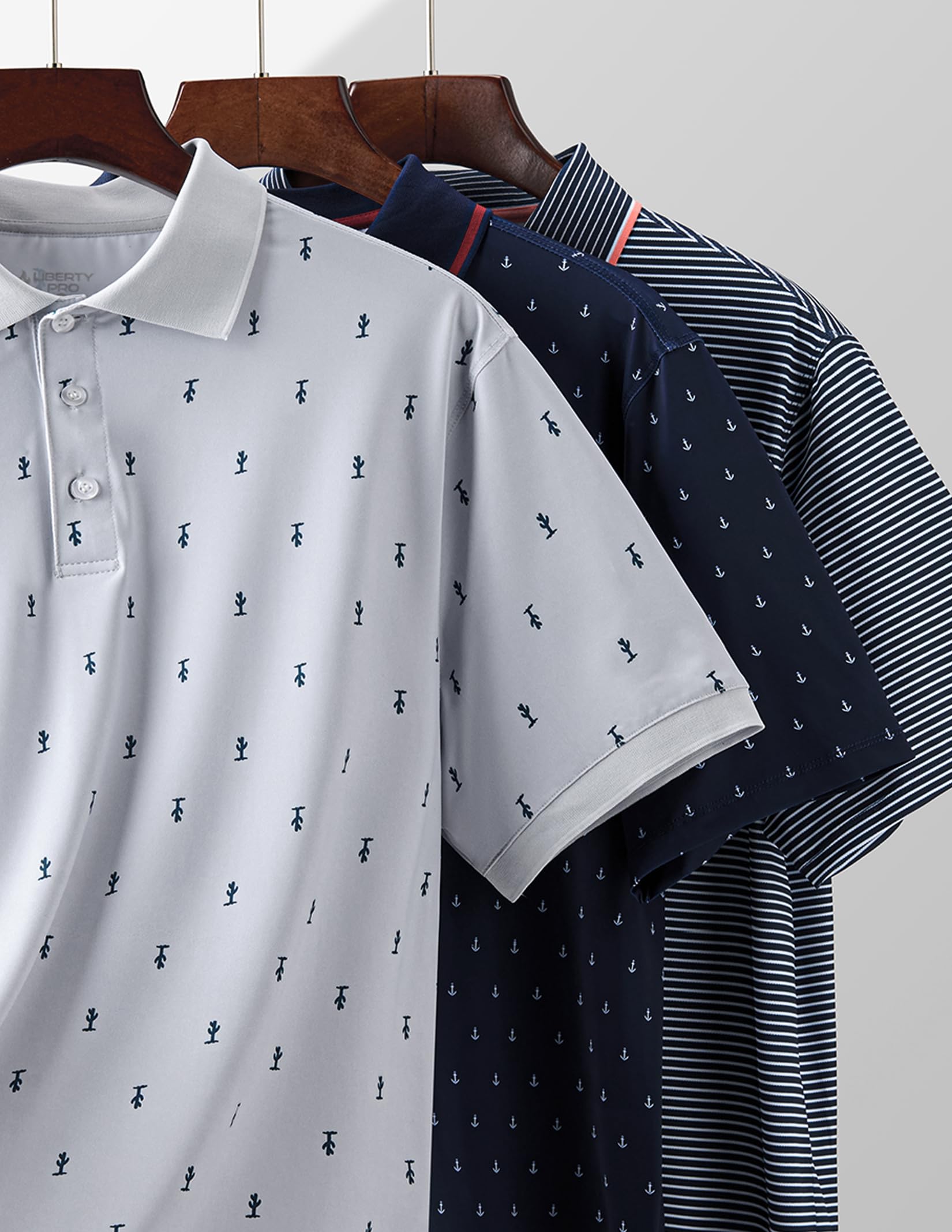 Lot de 3 t-Shirts de Golf pour Homme Performance Sport Manches Courtes Évacuation de l'humidité Dry Fit Golf Polo de Sport pour Homme