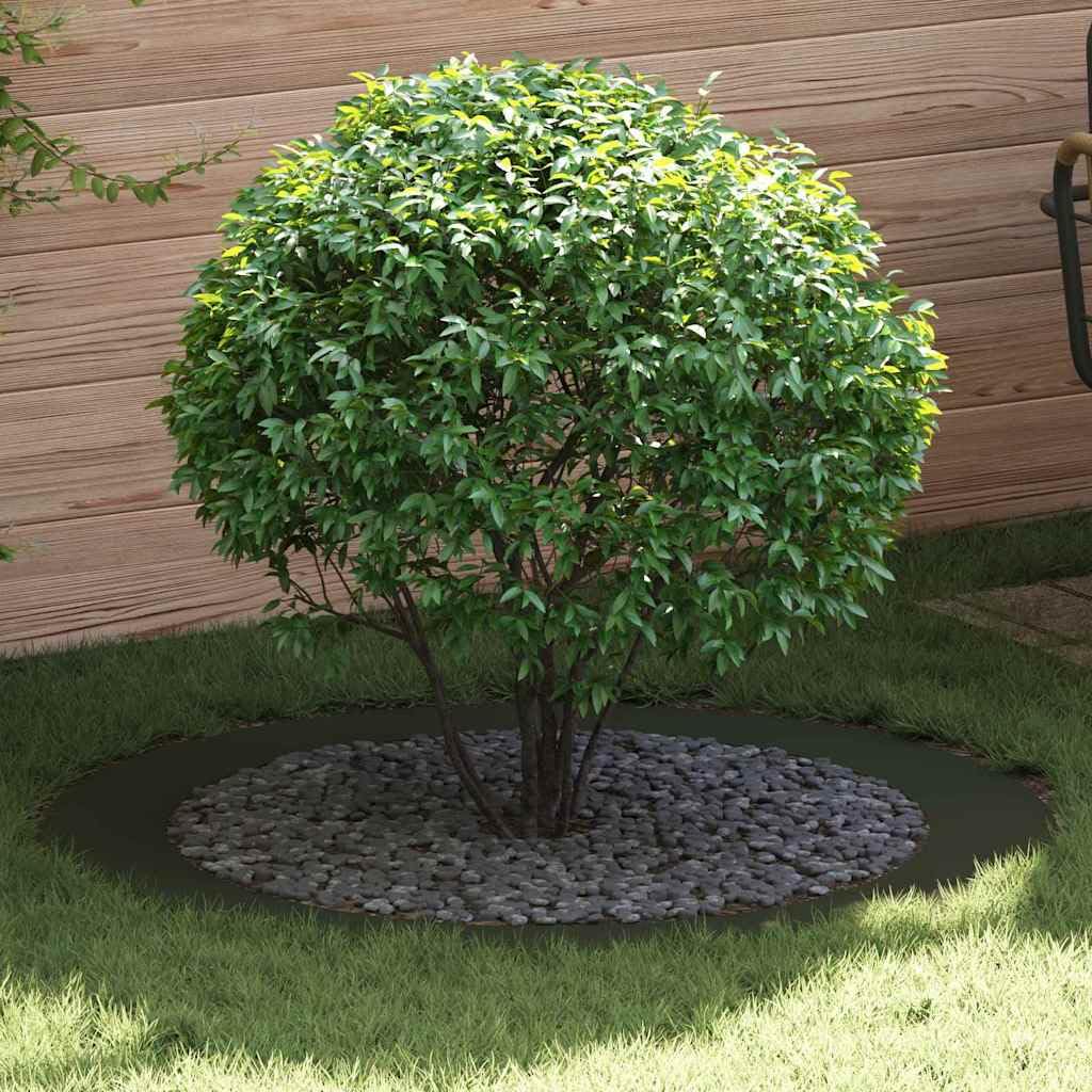 Anillo para árbol de 120 x 120 cm, de acero, color verde oliva | Resistente borde de jardín delantero y patio para delimitar árboles y plantas de forma limpia.