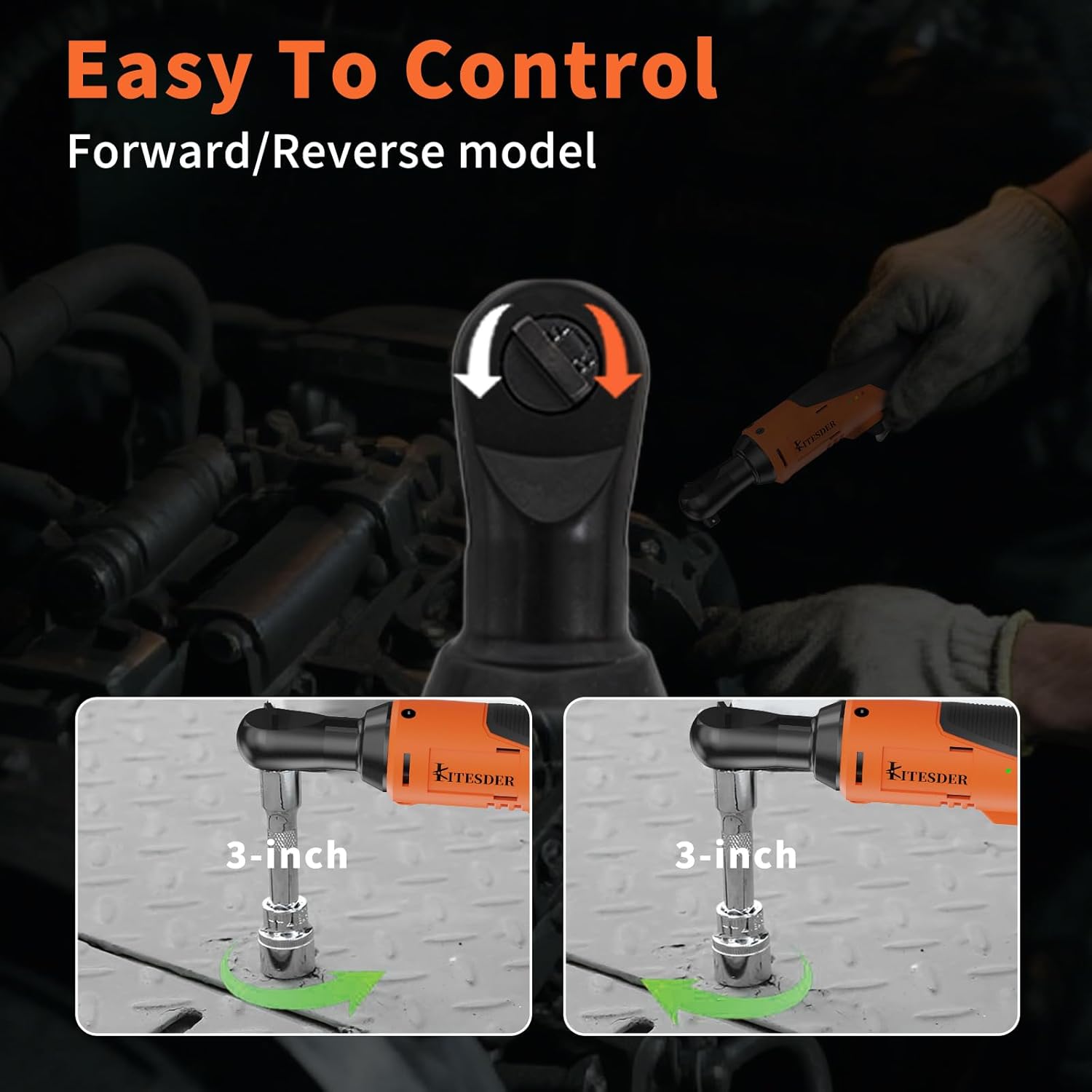 Cordless Electric Ratchet Wrenches Set,Lightweight,Power Ratchet Wrenches, 40Ft-Lbs (55N.m) 16.8V Cordless Ratchet Wrench 3/8" with LED Light and 6 Sockets(2.0Ah Batteries and Charger)