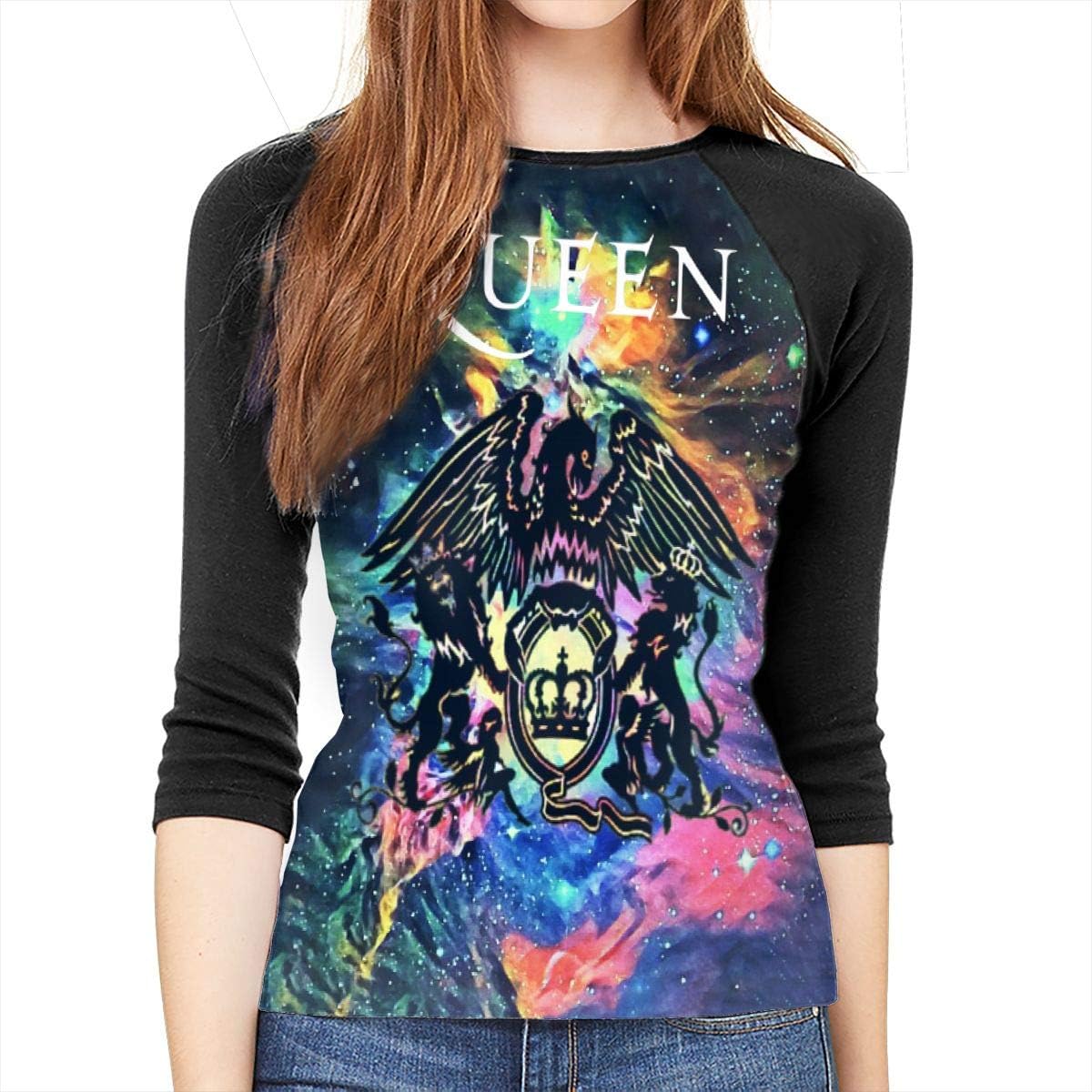 Queen Rock Band Freddie Mercury Womens 3/4 Sleeve 3D Baseball T-Shirt 3D Print Sports Raglan Tee Shirts