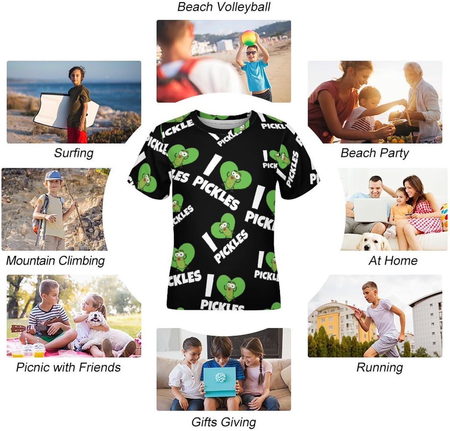 I Love Pickles T Shirt for Boy Girl Top Short Sleeve T-Shirt Graphic Tee