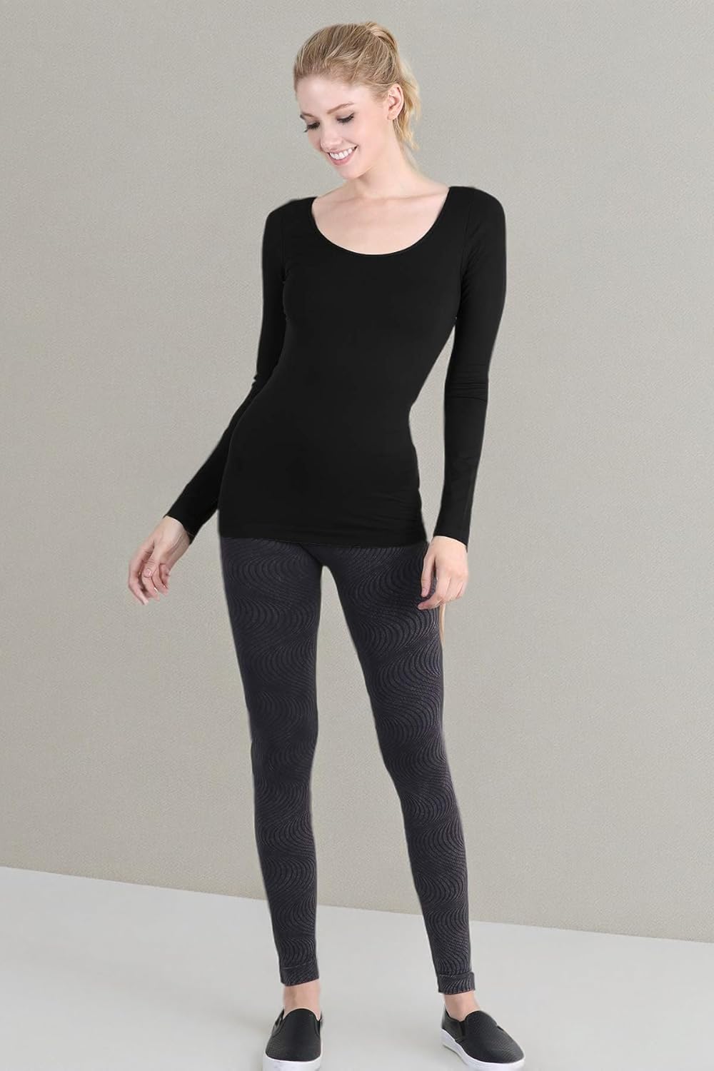 NIKIBIKI Women Seamless Long Sleeve Scoop Neck Top, Made in U.S.A, One Size - Image 5