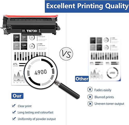 Miniatura 4 de TN730 TN-730 - Cartuchos de tóner negro, paquete de 2 cartuchos de tóner compatibles TN730 de repuesto para impresora DCP-L2550DW MFC-L2710DW
