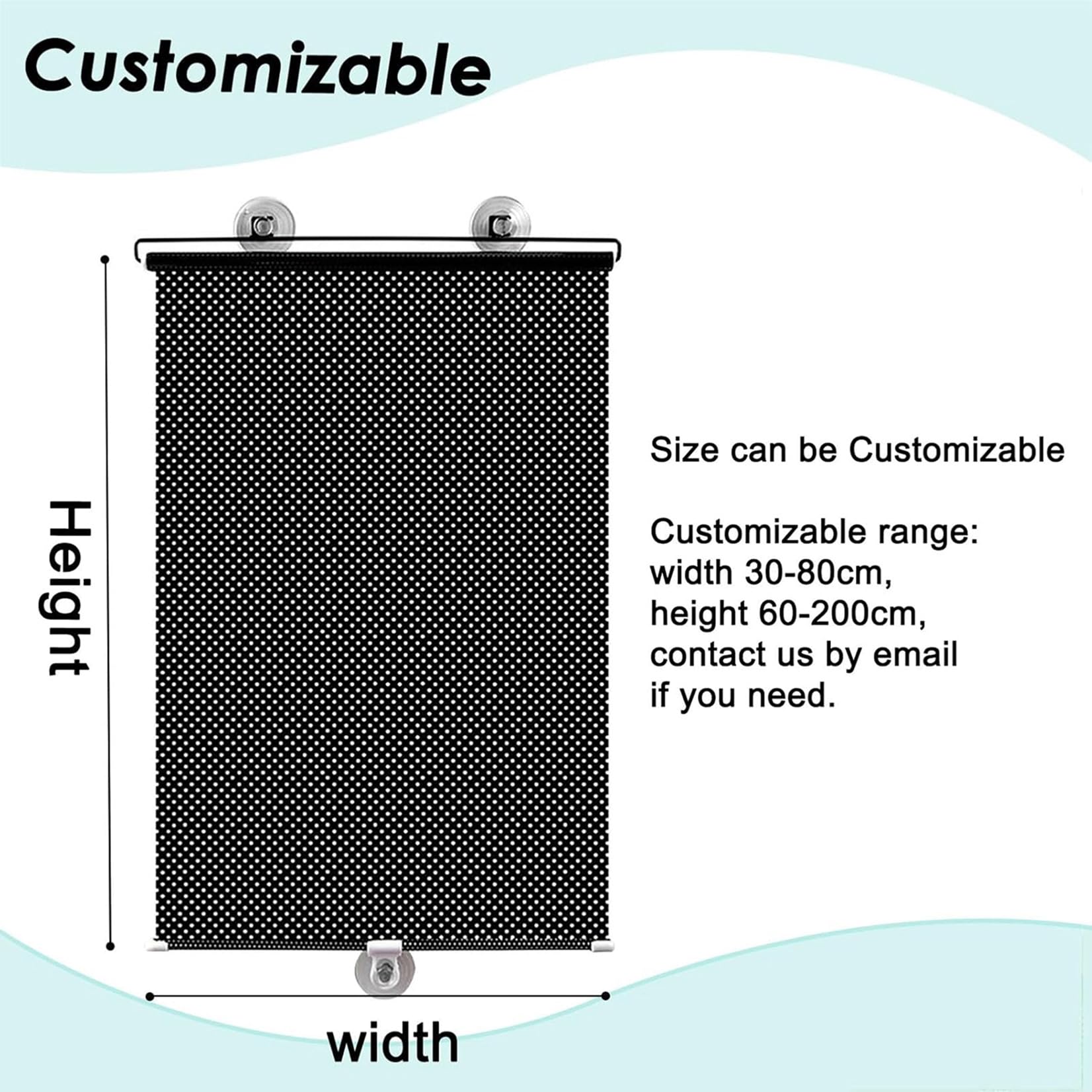 Verdunkelungsrollo ohne Bohren 80x180cm Schwarz Fensterrollo Saugnapf Sonnenschutzrollo UV-Schutz Fenster Rollos,Temporäres Rollo Lichtdurchlässig Thermo Jalousie für Fenster/Türen Autofenster