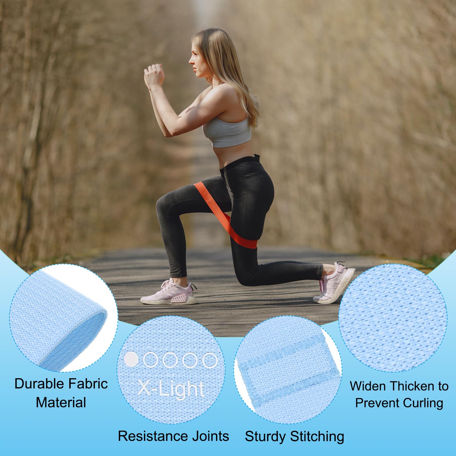 PATIKIL Fasce di resistenza in tessuto, fasce elastiche per esercizi per donne e uomini, fasce per allenamento per gambe del sedere, per fitness e pilates