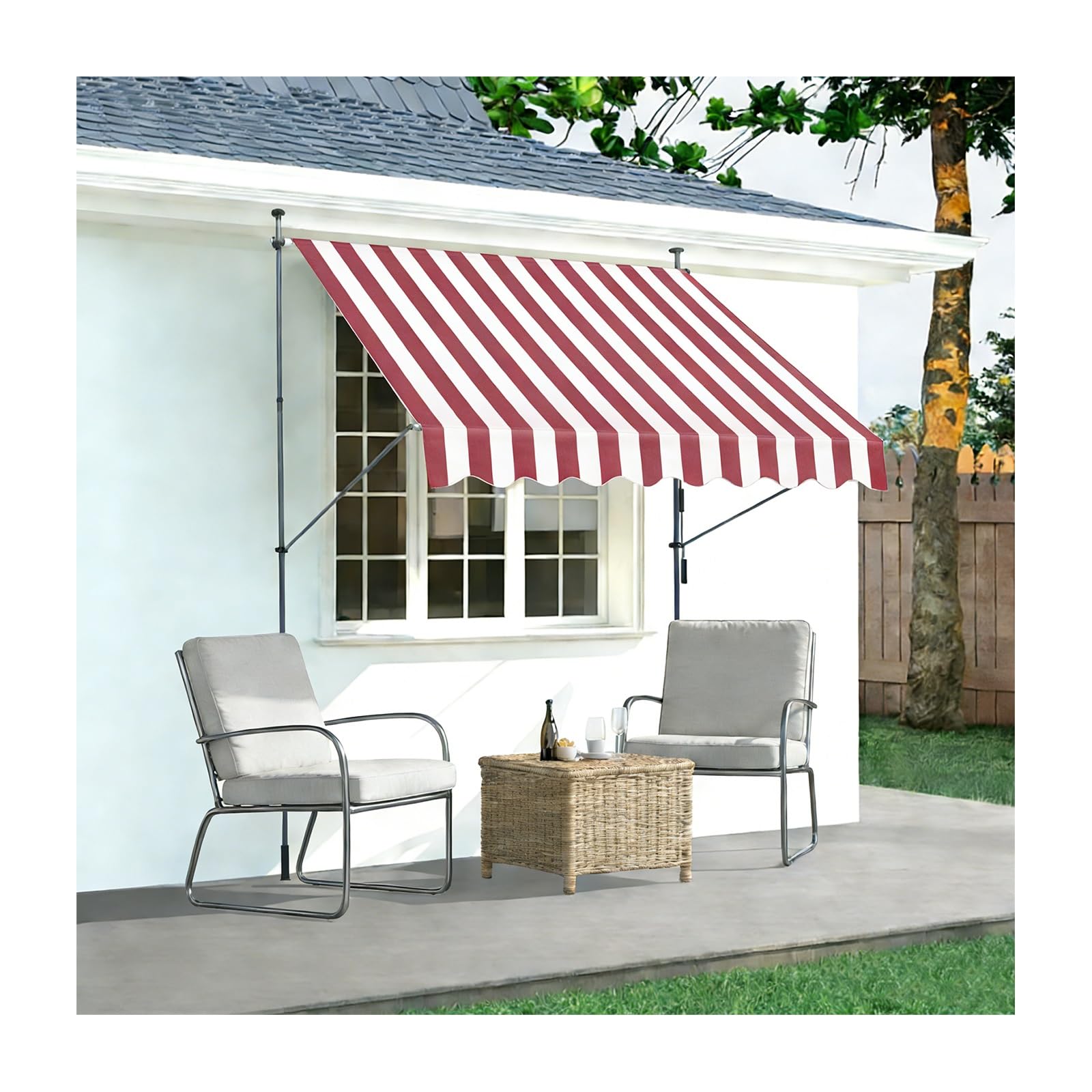 Store banne pour petit espace ombragé de 100 cm rétractable couleur blanc
