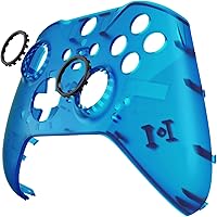 Vista 5 de eXtremeRate Cubierta de repuesto azul transparente para Xbox One Elite Controller Series 2 (modelo 1797), carcasa frontal personalizada y anillos