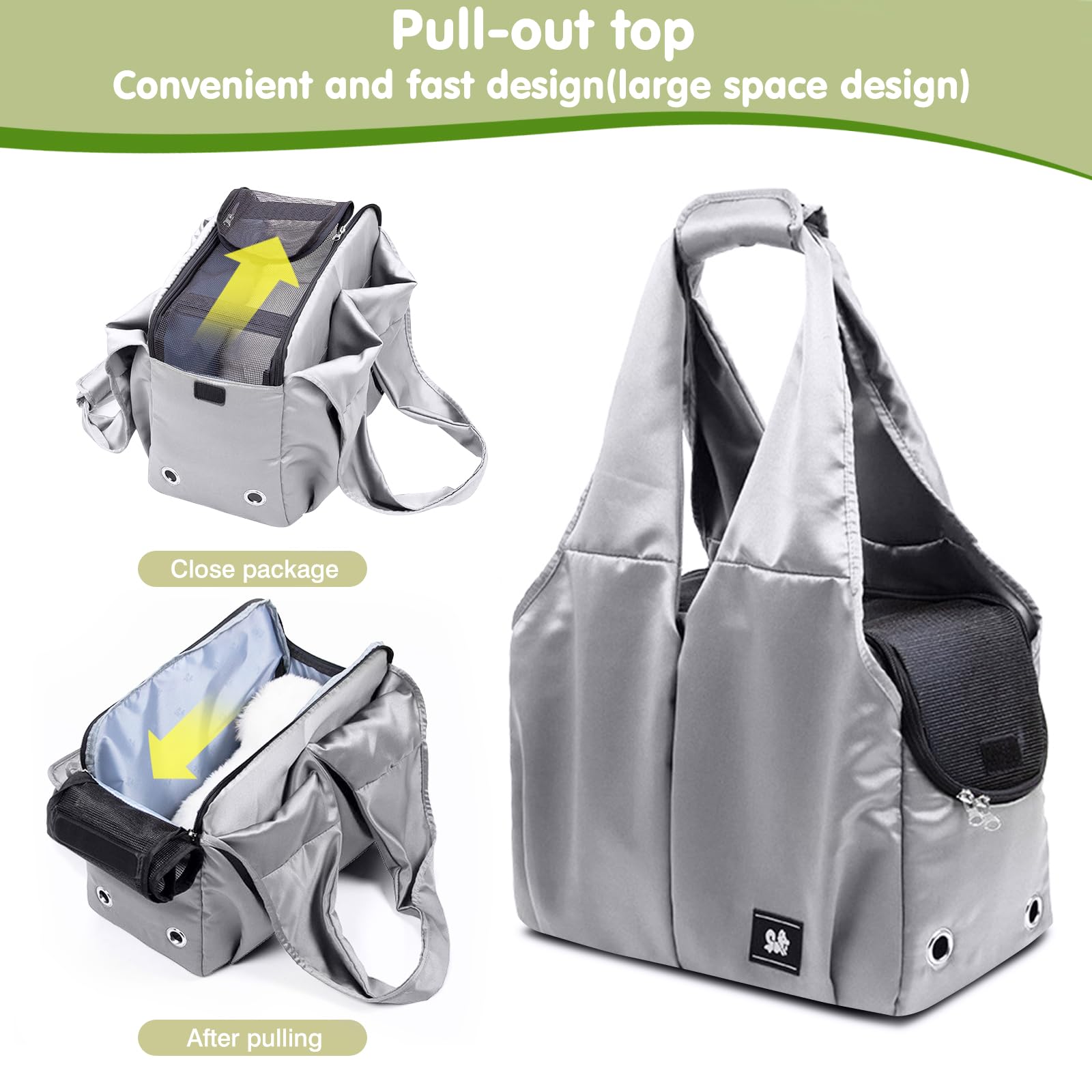 PETCUTE Sac Transport Chat Chien,Respirant Sac de Transport en Bandoulière pour Animal de Compagnie avec Tapis Solide,Souple Sac de Transport pour Chat Chien avec Sangle de Sécurité Interne